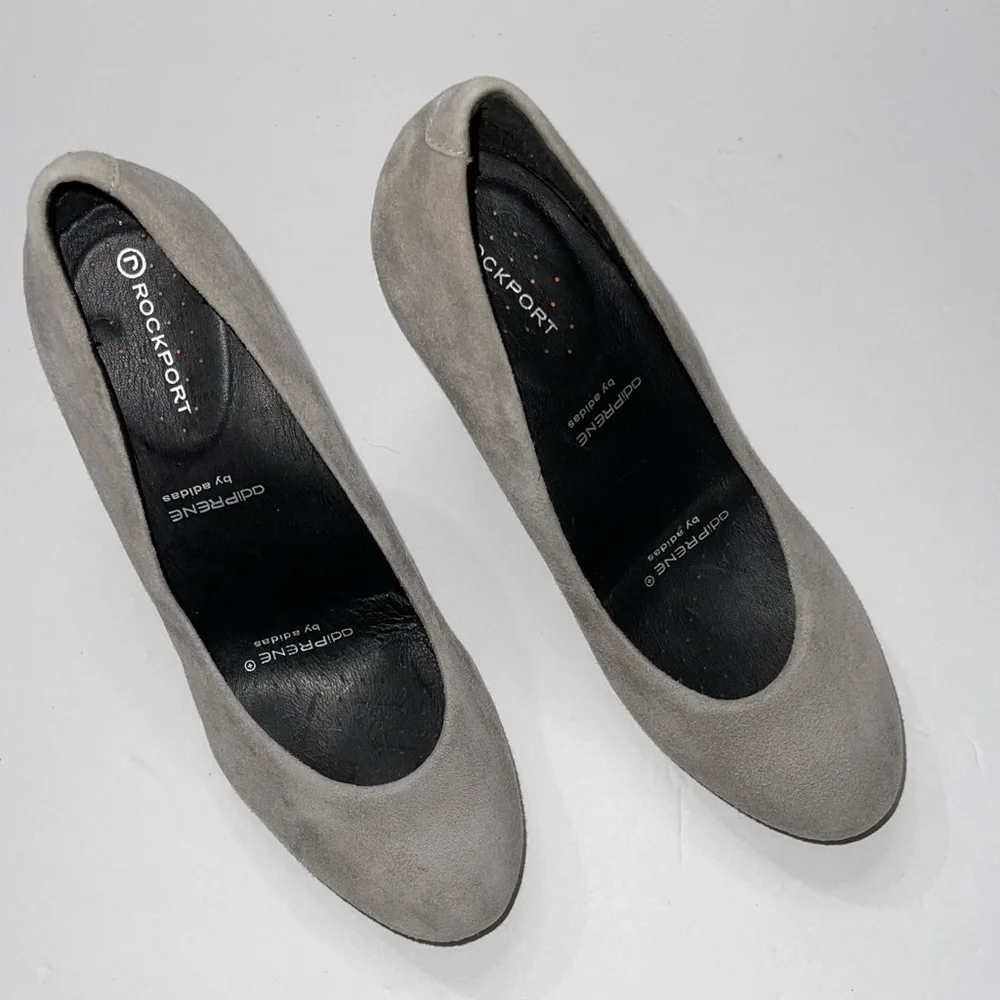Rockport Gray Suede Platform Heels Adiprene By Adidas Size 5